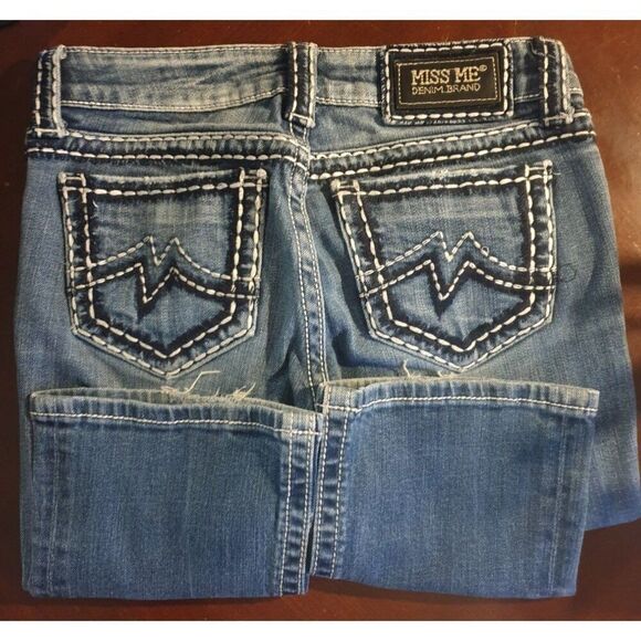 Miss Me Women's Denim Jeans Size 27 Sunny Bootcut Thick Stitch Distressed - Picture 6 of 6